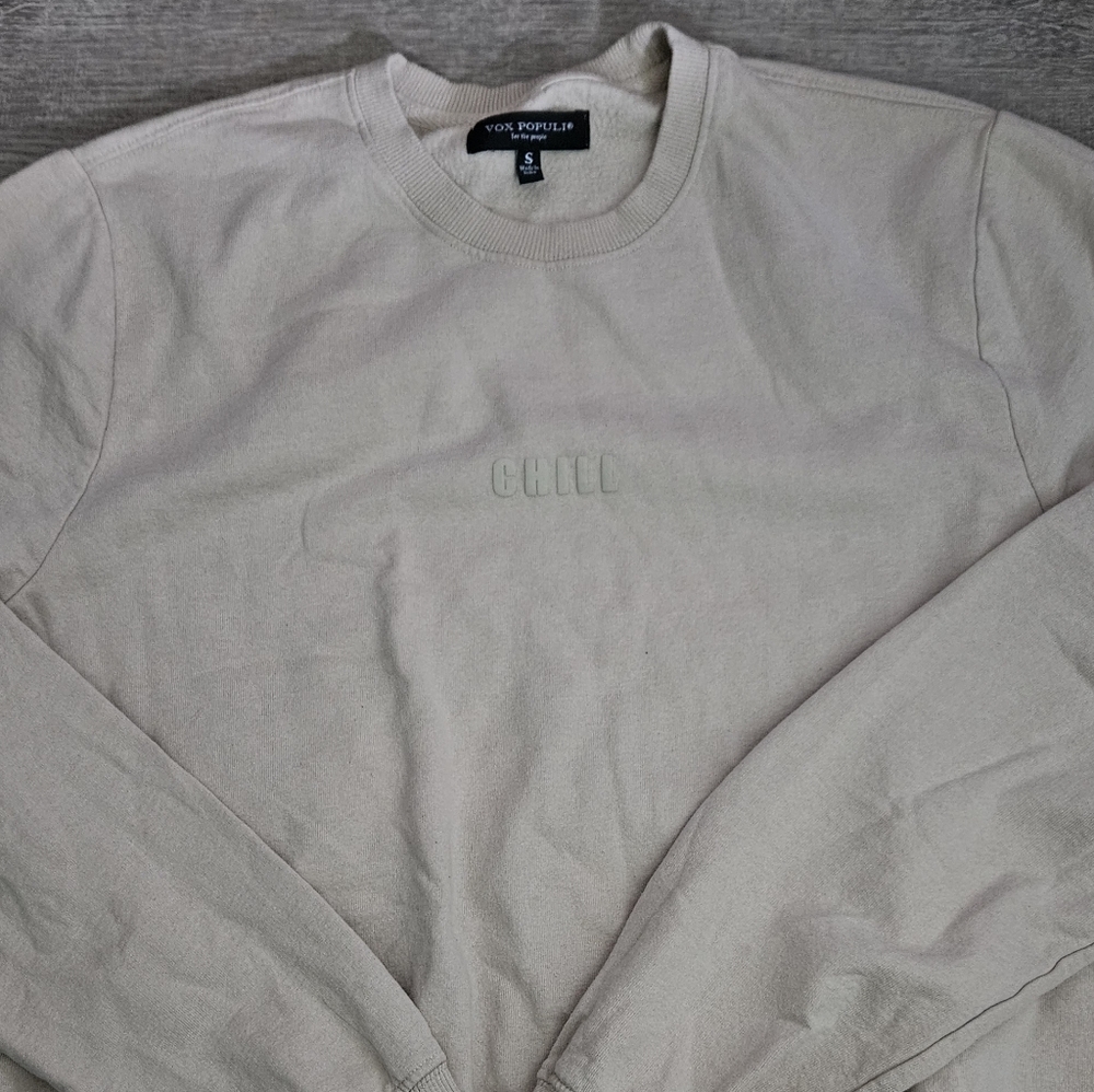 ​VOX POPULI "CHILL" Puff Print Crewneck Sweatshirt - Small Unisex